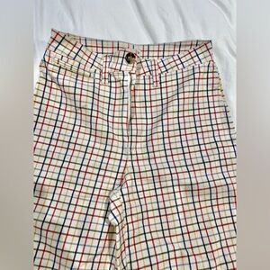 Madewell Wide Leg Multicolored Cropped Pants (yellow, blue, red, green)